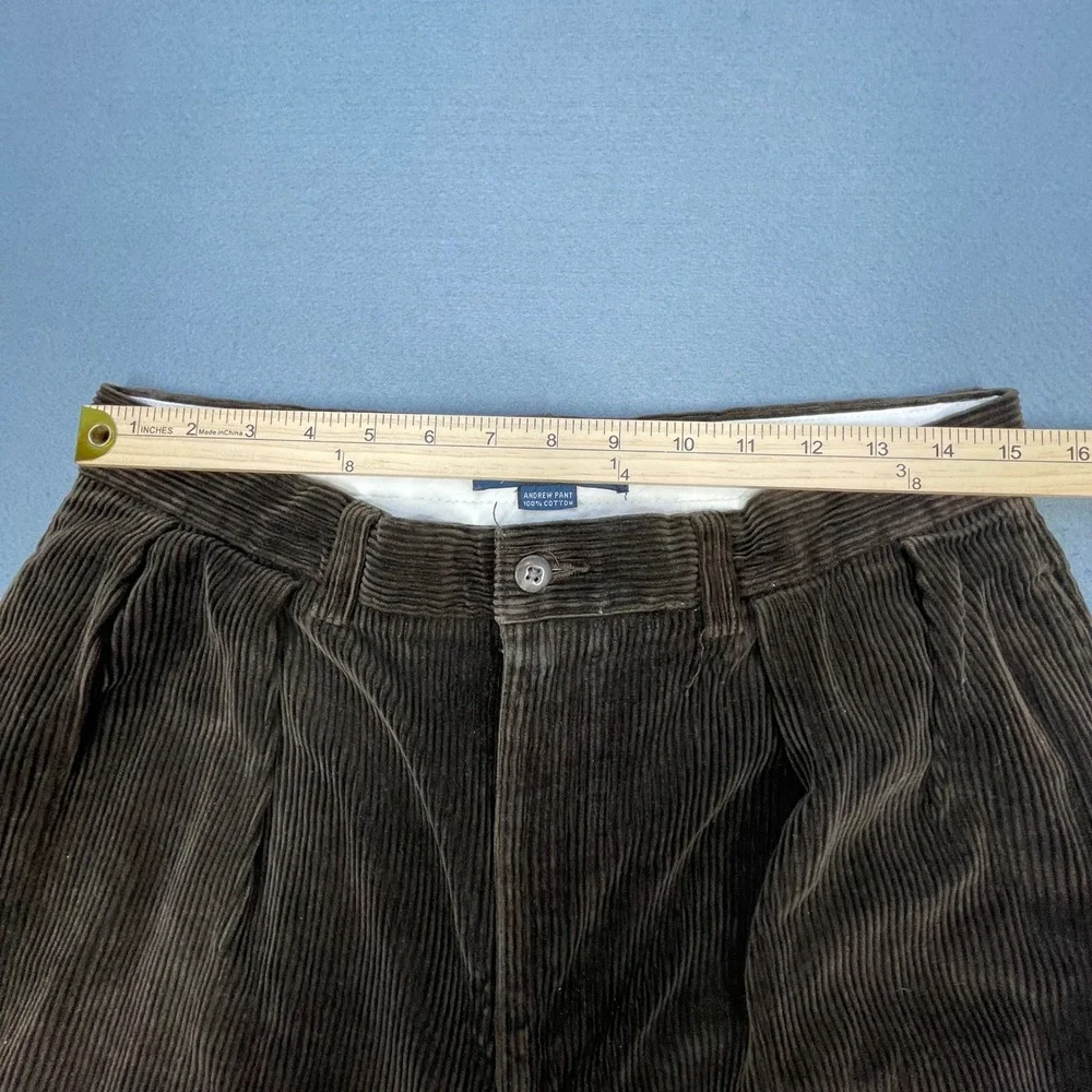 Vtg Polo Ralph Lauren Brown Andrew Pleated Corduroy Pants Mens 33x30